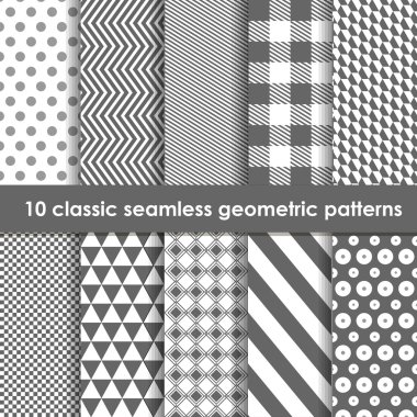 10 tek renkli klasik kesintisiz geometrik desenleri