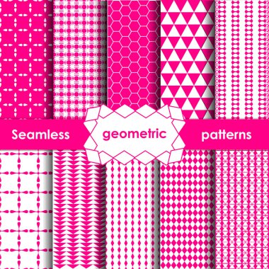 Vektör geometrik pembe Dikişsiz desen ayarla. 