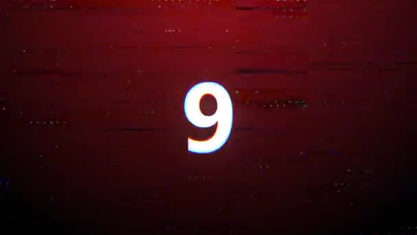 Countdown von 10 auf 0 im Glitch-Stil. Bewegungsgrafik im Retro-Stil. Dynamische Countdown bunte Animation. Countdown-Intro — Stockvideo