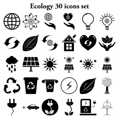 Ekoloji 30 basit Icons set