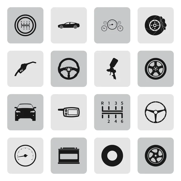Detalles del coche y signo de servicio iconos simples establecidos en segundo plano — Vector de stock
