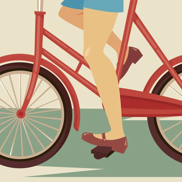 Menina em bicicleta ilustração —  Vetores de Stock