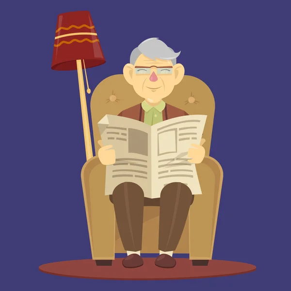 Дедушка читает газету — стоковый вектор