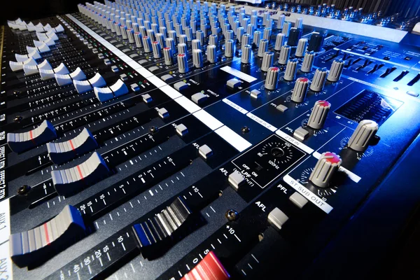 Detail mixer in blue and white lights with a great perspective — Stock Photo, Image