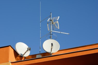 system receiving antennas for large apartment building with lightning protection clipart