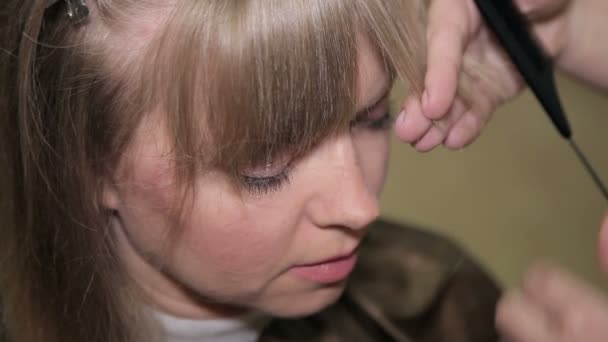 Corte de pelo para mujer. peluquería — Vídeos de Stock