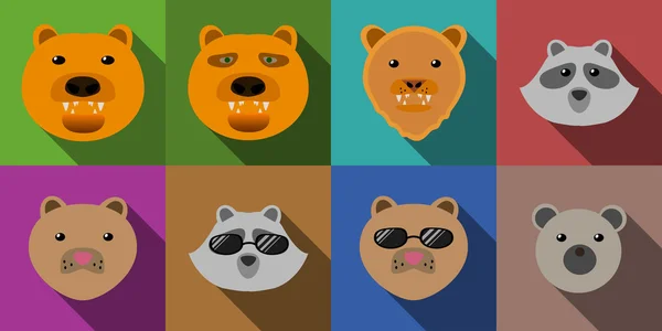 Animals characters faces — Stock Vector