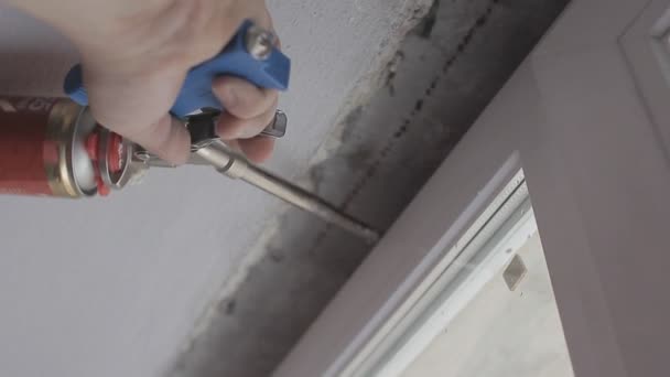 Installation of plastic windows — Stock Footage Installation of plastic windows Stock Footage