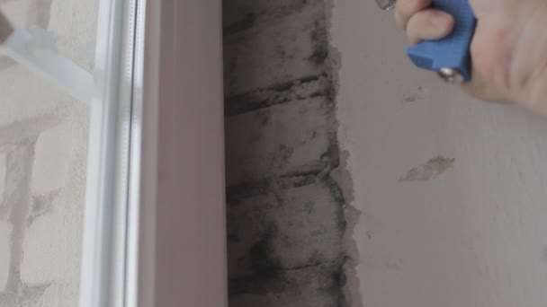 Installation of plastic windows — Stock Footage Installation of plastic windows Stock Video