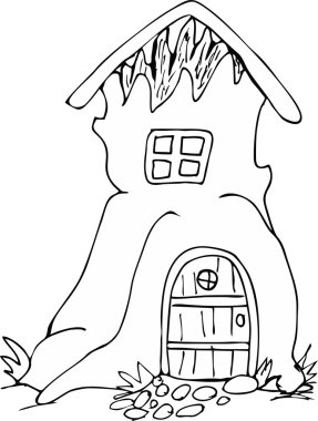 Çizilmiş doodle stil peri evi. 