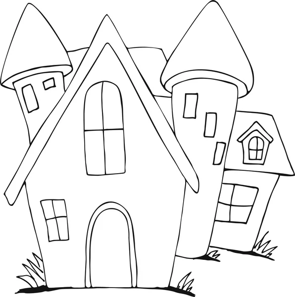 Dibujado doodle estilo casa de hadas . — Vector de stock