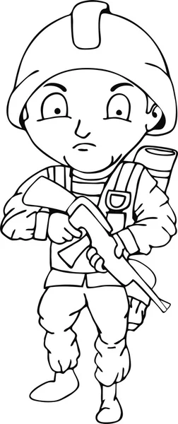 Voják Doodle, vektorové ilustrace — Stockový vektor