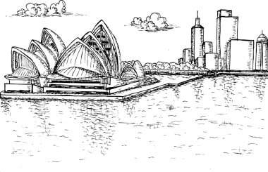 Sydney Opera Binası elle çizilmiş