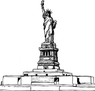 Özgürlük vektör çizim elle çizilmiş heykeli 