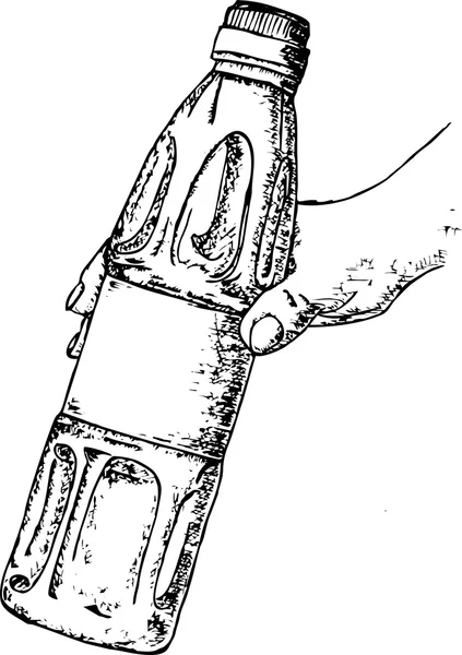 Hand greppa flaskan ritning blyertsskiss — Stock vektor