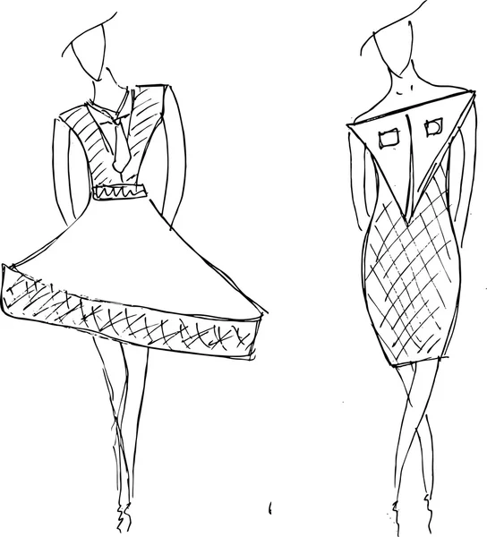 Модні сукні ескізи намальовані вручну — стоковий вектор