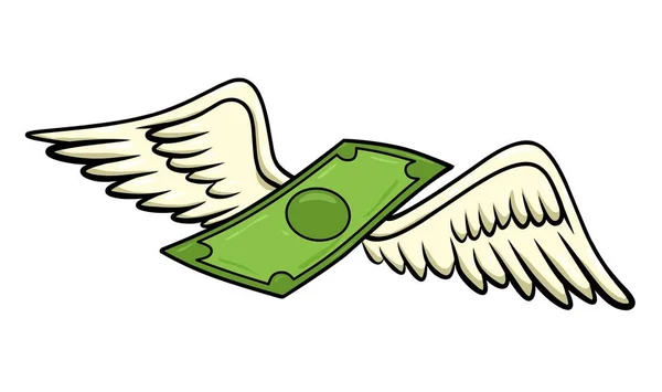 翼を持つオラー 空飛ぶお金 翼のある紙幣 — ストックベクタ