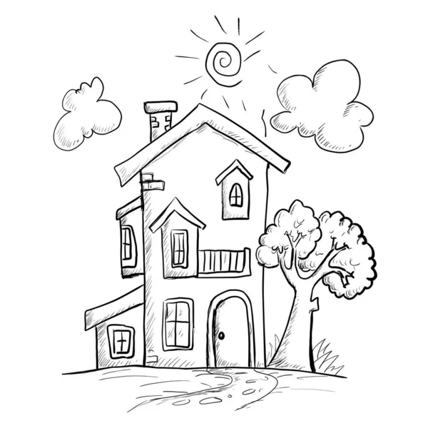 Sketch House Libro Para Colorear Para Adultos Niños Mayores — Vector de stock