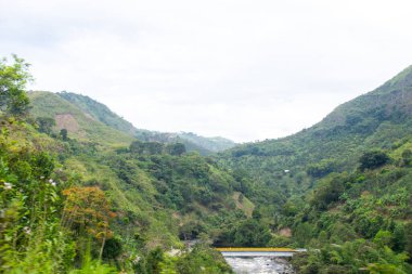 San Agustin, Huila, Kolombiya 'yı çevreleyen güzel dağlık manzara yemyeşil ve dingin doğa sergiliyor..