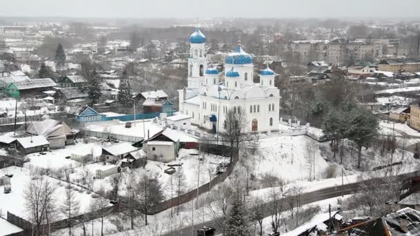 Panorama Flygfoto över Torzhok vintern, Ryssland — Stockvideo