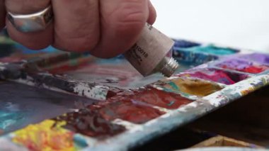 Ressam bir tüp boya sıkar