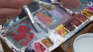 Ressam palet boya karışımları