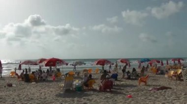 TEL AVIV, ISRAEL - MAY: Tel Aviv, Aerial footage moving in from the mediterranean sea, time lapse