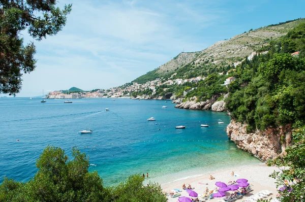 Garis pantai Adriatik, Dubrovnik, Kroasia Stok Lukisan  