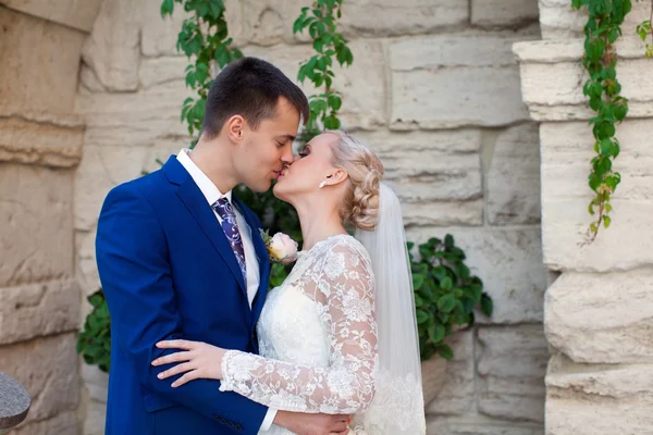 Lo sposo bacia teneramente la sposa — Foto Stock