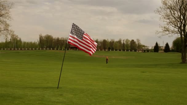 Bandera americana en un prado — Vídeos de Stock