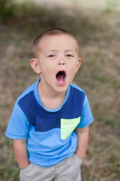 Porträt eines Jungen aus nächster Nähe in der Natur — Stockfoto