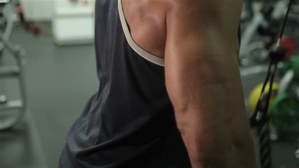 Close-up de um homem executa exercícios de ginástica — Vídeo de Stock