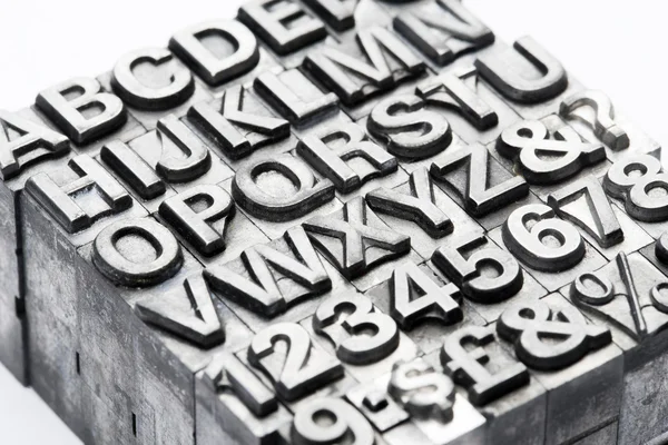 Letterpress Lettre Majuscule Alphabet Numéro Anglais — Photo