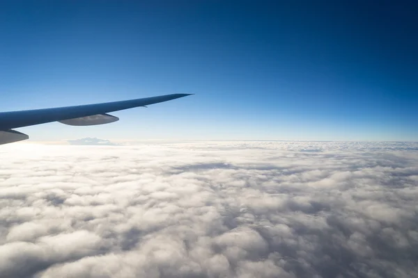 Windo에서 비행에서 비행기 날개 — 스톡 사진