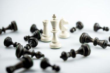 Satranç şekil, iş kavramı stratejisi, liderlik, ekip ve su