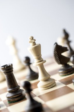 Satranç şekil, iş kavramı stratejisi, liderlik, ekip ve su