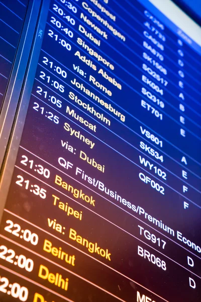 Flight arrival and departure sign board in airport