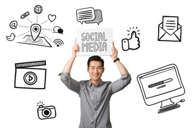 Asya işadamı konseptinden sosyal medya 