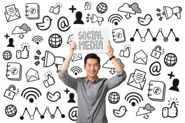 Asya işadamı konseptinden sosyal medya 