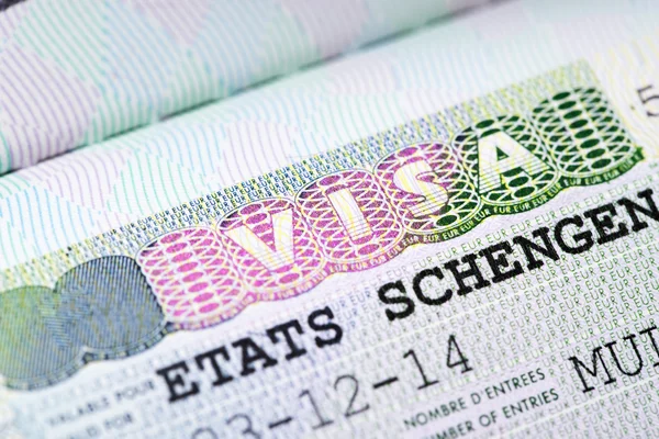 Gros plan sur le visa schengen — Photo