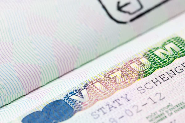 Gros plan sur le visa schengen — Photo