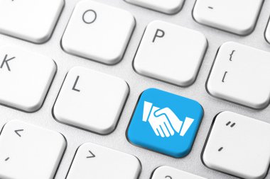 Bilgisayar klavye tuş üzerinde iş ve e-ticaret görüntülenmesi