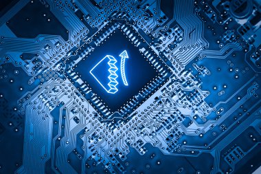 İş e-ticaret simgesi anakart üzerinde