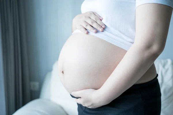 Mujer Embarazada Con Imagen Ecografía — Foto de Stock