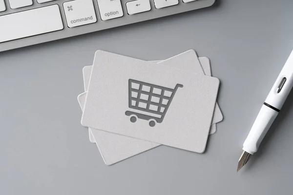 Plain Name Card Online Shopping Icon Concept — Fotografia de Stock