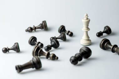 Satranç şekil, iş kavramı stratejisi, liderlik, ekip ve su