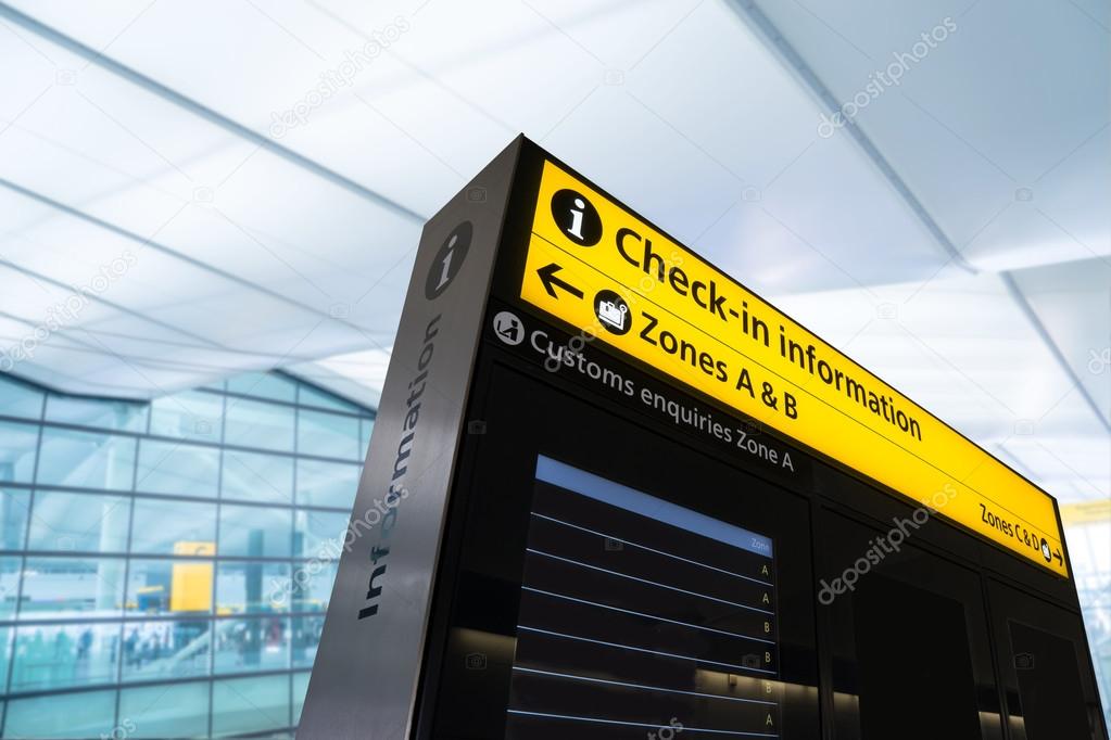 Flight information, arrival, departure at the airport, London