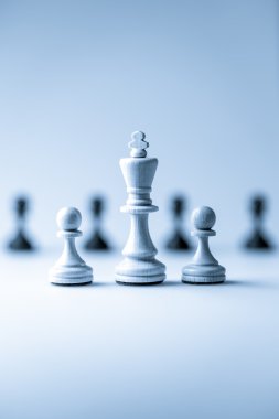 Satranç şekil, iş kavramı stratejisi, liderlik, ekip ve su