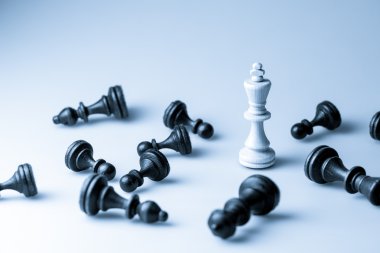 Satranç şekil, iş kavramı stratejisi, liderlik, ekip ve su