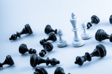 Satranç şekil, iş kavramı stratejisi, liderlik, ekip ve su